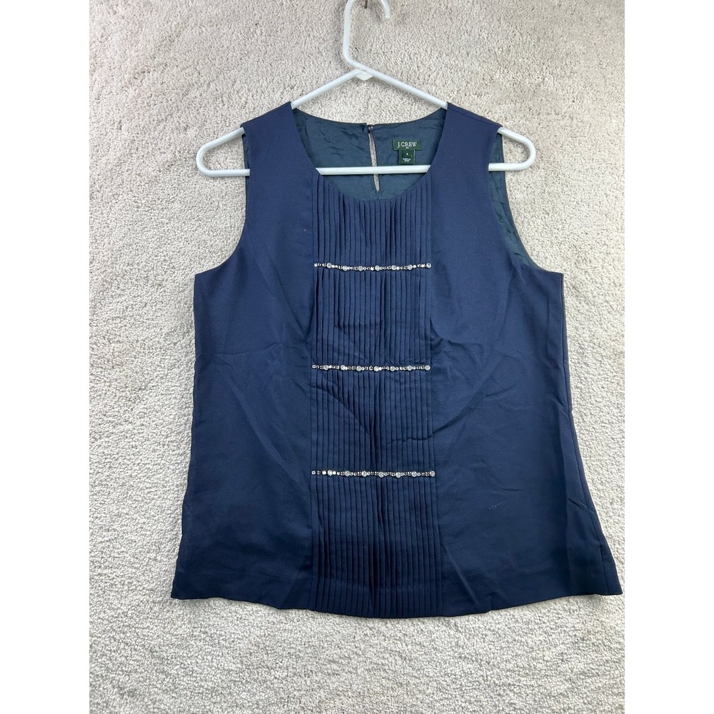 J.Crew Women's Navy Blue Size 6 Sleeveless Top‎ with Rhinestones